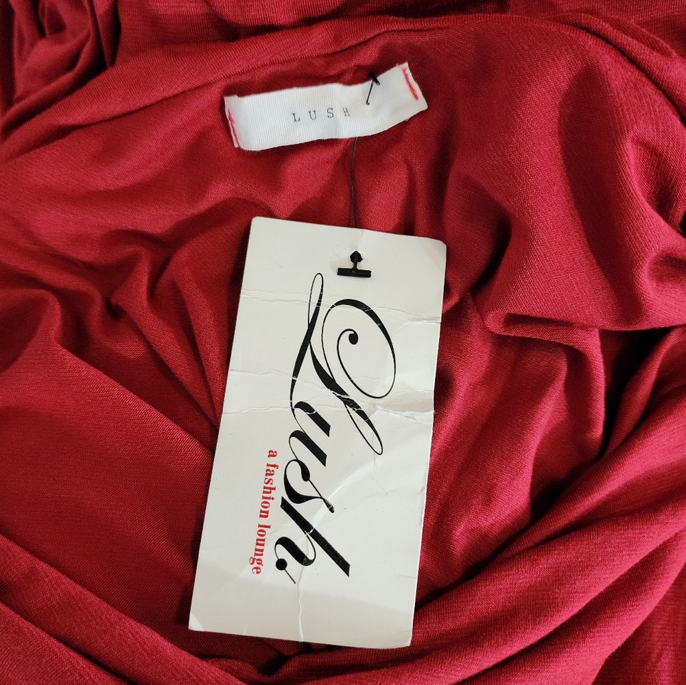 Lush Dress One Shoulder Rushed Mini Red Size L - Picture 10 of 11